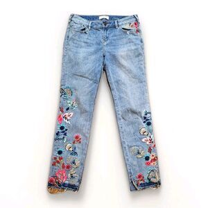 Sundance Catalog Bohemian Primrose Fit Floral Embroidered Denim Size 29 Jeans